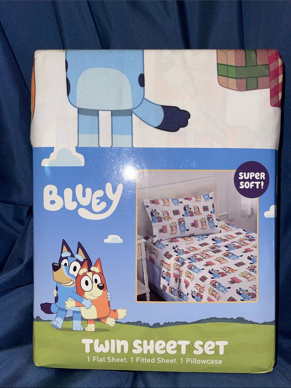 Bluey Twin Sheet Set - Blue and White Kids Bedding